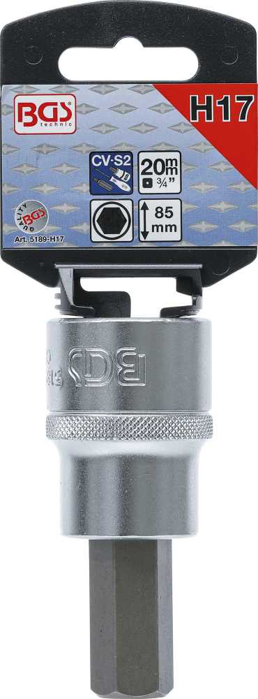 Bgs Technic Antgalis įpresuotas į galvutę | 20 mm (3/4") | Hex šešiakampis 17 mm (5189-H17)
