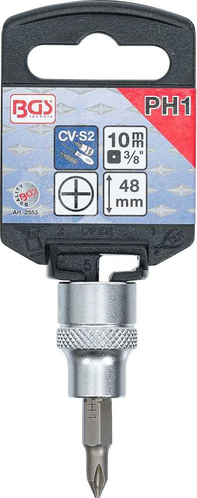 Bgs Technic Antgalis įpresuotas į galvutę | 10 mm (3/8") | Kryžminis PH1 (2553)