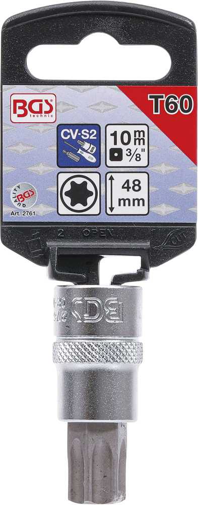 Bgs Technic Antgalis įpresuotas į galvutę | 10 mm (3/8") | T-Star (Torx) T60 (2761)