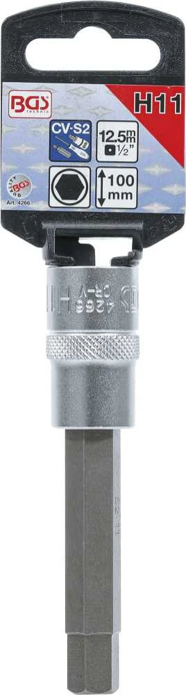 Bgs Technic Antgalis įpresuotas į galvutę | ilgis 100 mm | 12,5 mm (1/2") | hex šešiakampis 11 mm (4266)