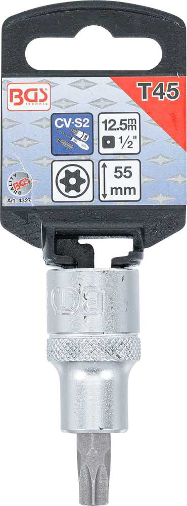Bgs Technic Antgalis įpresuotas į galvutę | 12,5 mm (1/2") | T-Star su skyle (Torx) T45 (4327)