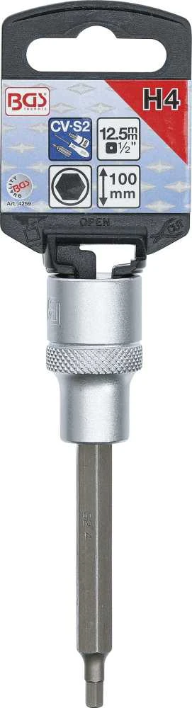 Bgs Technic Antgalis įpresuotas į galvutę | ilgis 100 mm | 12,5 mm (1/2") | hex šešiakampis 4 mm (4259)