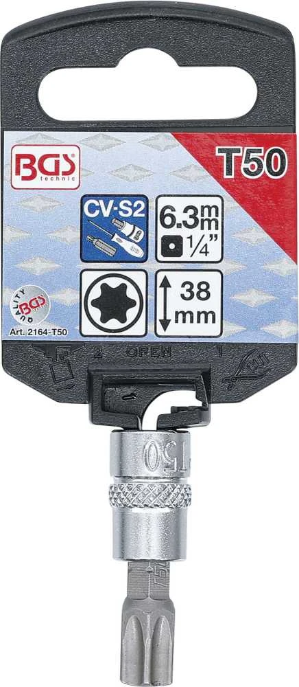 Bgs Technic Antgalis įpresuotas į galvutę | 6.3 mm (1/4") | T-Star (Torx) T50 (2164-T50)