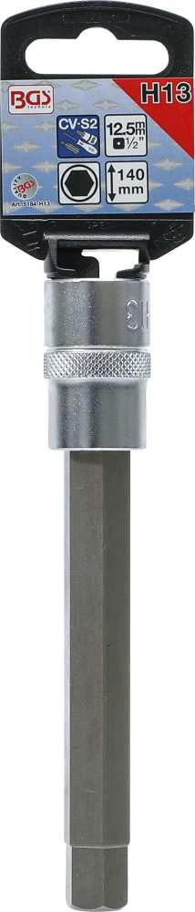 Bgs Technic Antgalis įpresuotas į galvutę | ilgis 140 mm | 12,5 mm (1/2") | hex šešiakampis 13 mm (5184-H13)