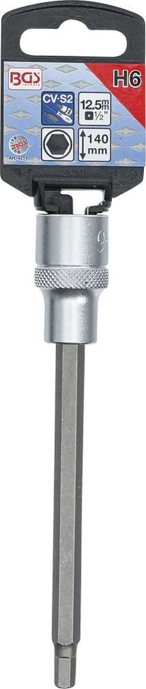 Bgs Technic Antgalis įpresuotas į galvutę | ilgis 140 mm | 12,5 mm (1/2") | hex šešiakampis 6 mm (4271)