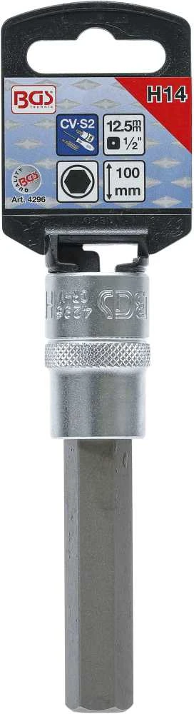 Bgs Technic Antgalis įpresuotas į galvutę | ilgis 100 mm | 12,5 mm (1/2") | hex šešiakampis 14 mm (4296)