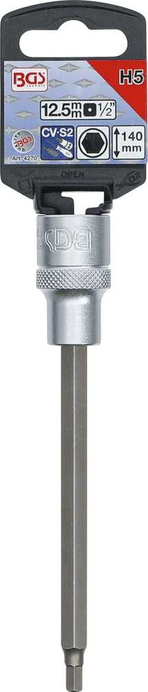 Bgs Technic Antgalis įpresuotas į galvutę | ilgis 140 mm | 12,5 mm (1/2") | hex šešiakampis 5 mm (4270)