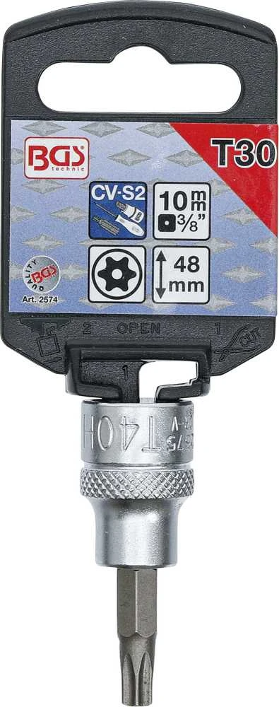 Bgs Technic Antgalis įpresuotas į galvutę | 10 mm (3/8") | T-star su skyle (Torx) T27 (2573)
