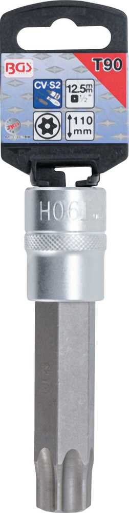 Bgs Technic Antgalis įpresuotas į galvutę | lgis 110 mm | 12,5 mm (1/2") | T-Star su skyle (Torx) T90 (5103-TB90)