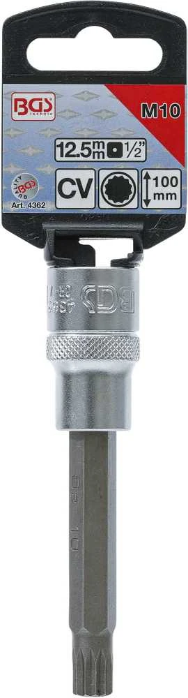 Bgs Technic Antgalis įpresuotas į galvutę | ilgis 100 mm | 12,5 mm (1/2") | Spline (XZN) | M10 (4362)