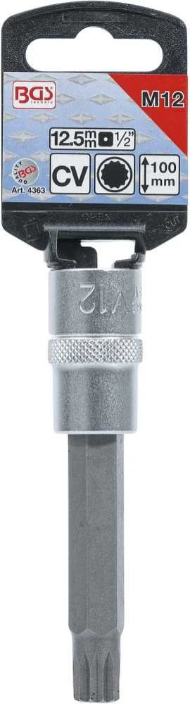 Bgs Technic Antgalis įpresuotas į galvutę | ilgis 100 mm | 12,5 mm (1/2") | Spline (XZN) | M12 (4363)