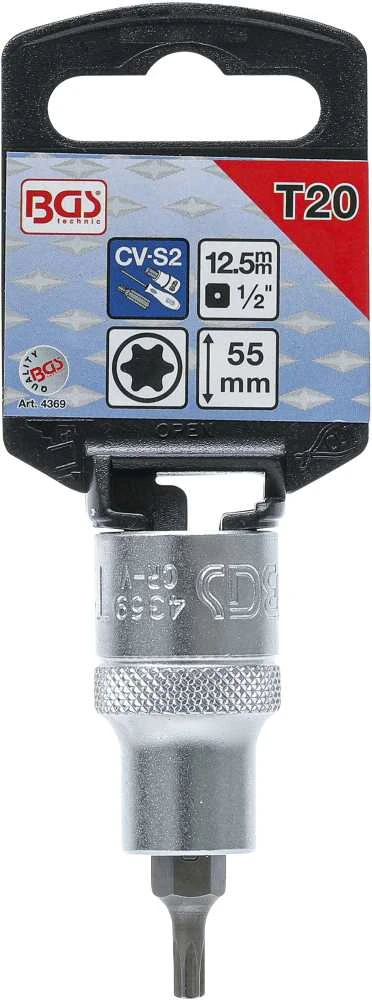 Bgs Technic Antgalis įpresuotas į galvutę | 12,5 mm (1/2") | T-Star (Torx) T20 (4369)