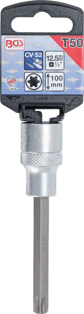 Bgs Technic Antgalis įpresuotas į galvutę | ilgis 100 mm | 12,5 mm (1/2") | T-star (Torx) T50 (4474)