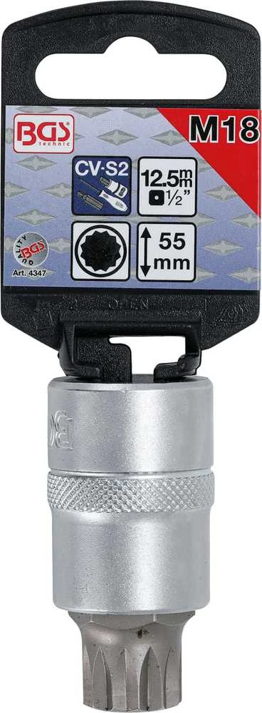 Bgs Technic Antgalis įpresuotas į galvutę | 12,5 mm (1/2") | Spline (XZN) M18 (4347)