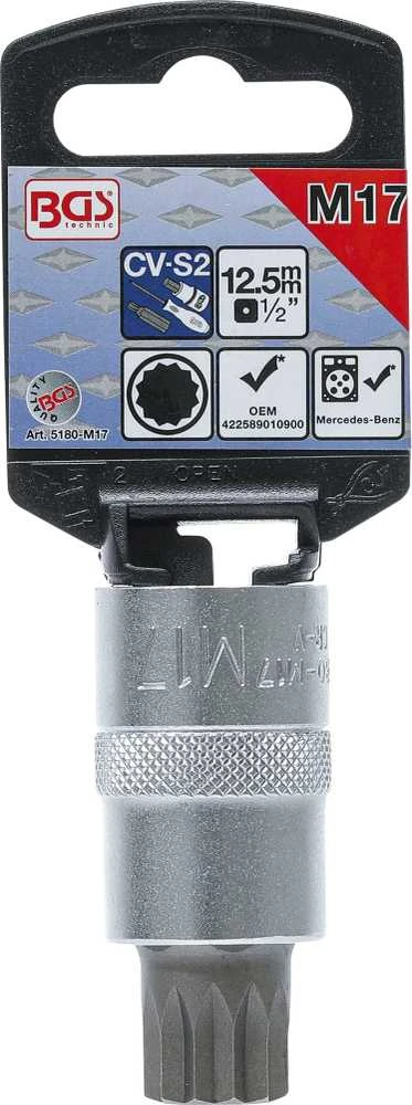 Bgs Technic Antgalis įpresuotas į galvutę | 12,5 mm (1/2") | Spline (XZN) M17 (5180-M17)