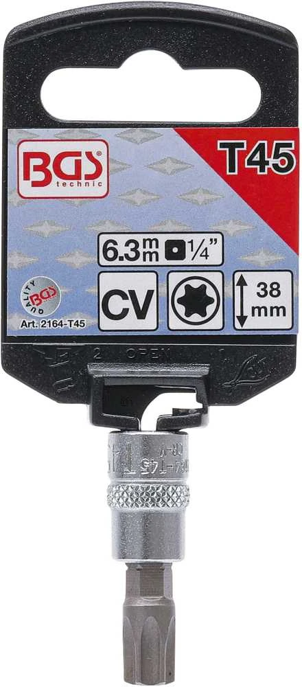 Bgs Technic Antgalis įpresuotas į galvutę | 6.3 mm (1/4") | T-Star (Torx) T45 (2164-T45)