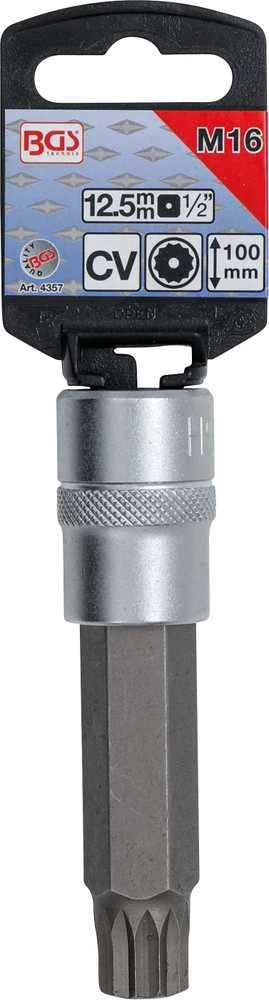 Bgs Technic Antgalis įpresuotas | ilgis 100 mm | 12.5 mm (1/2") | Spline su skyle (XZN) M16 (4357)