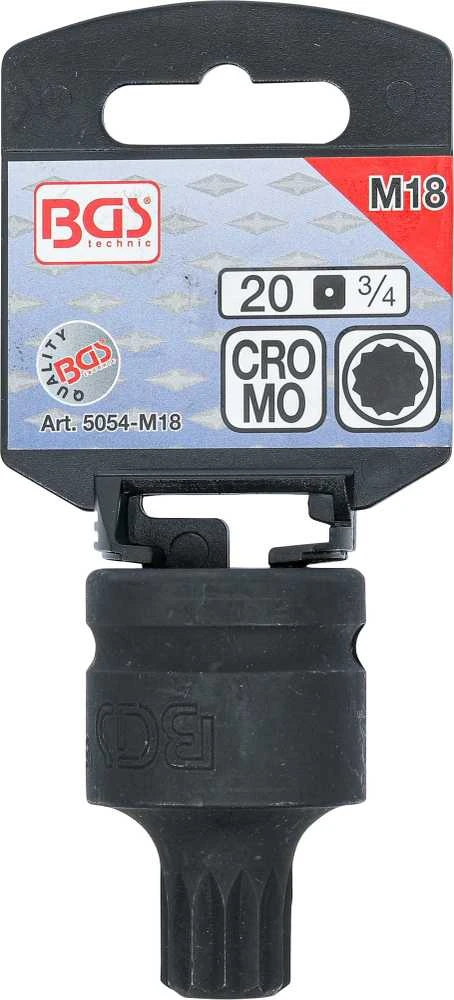 Bgs Technic Antgalis smūginis | 20 mm (3/4") | Spline (XZN) M18 (5054-M18)
