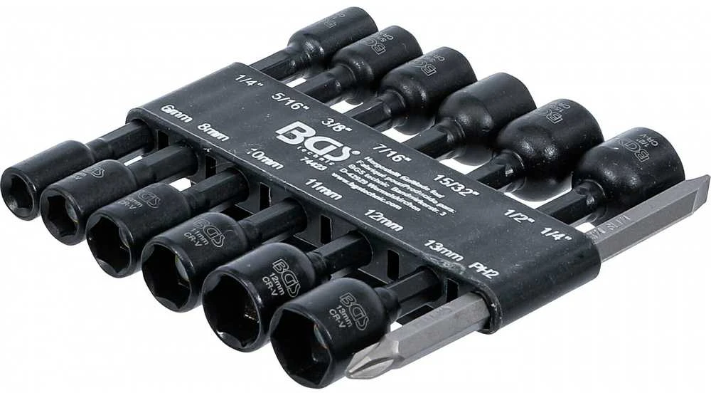 Bgs Technic Antgalių / galvučių rinkinys | 6,3 mm (1/4") | 1/4" - 1/2", 6 - 13 mm | 14 vnt. (74423)