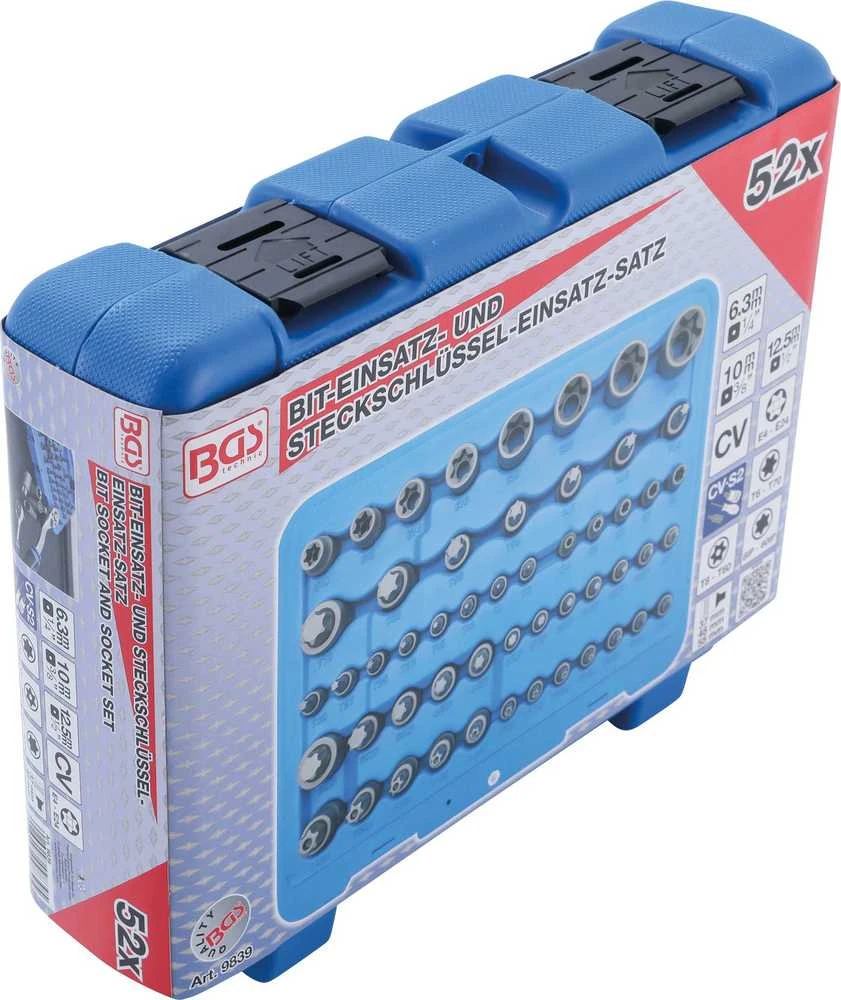 Bgs Technic Antgalių ir galvučių rinkinys | E-Type / T-Star (Torx) / T-Star su skyle (Torx) / TP-Star (Torx Plus) | 52 vnt. (9839)