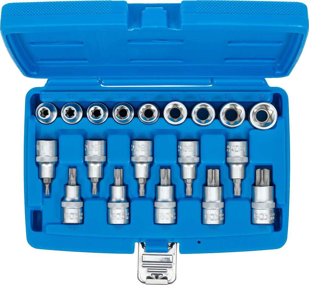 Bgs Technic Antgalių ir galvučių rinkinys | 12,5 mm (1/2") | E-Star / T-Star (Torx) | 19 vnt. (5100)
