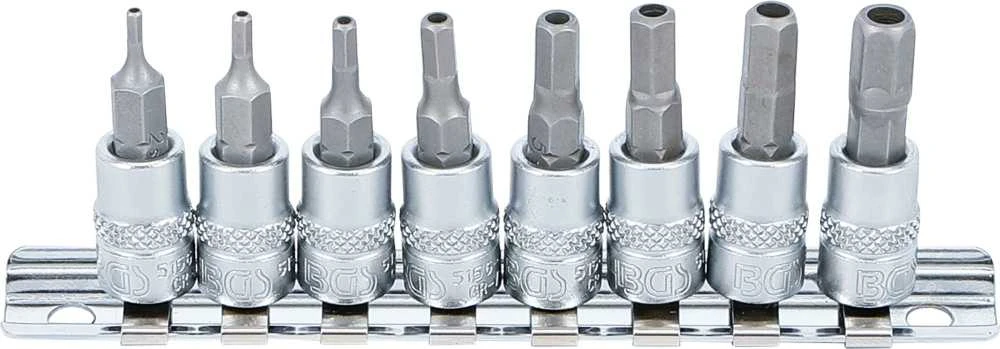 Bgs Technic Antgalių rinkinys | 6.3 mm (1/4") | hex šešiakampis | su skyle | 2 - 7 mm | 8 vnt. (5156)
