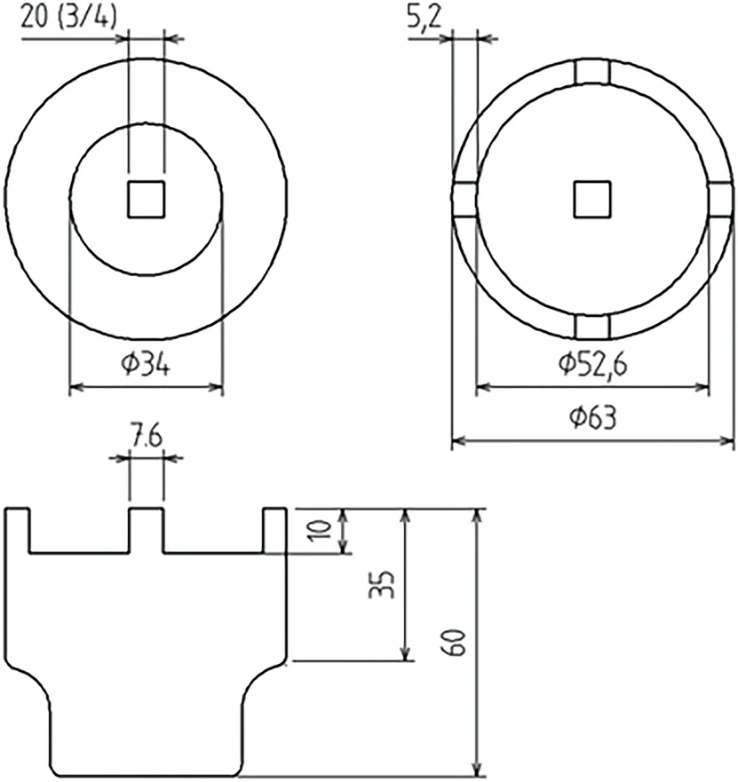 Bgs Technic Apatinio atraminio šarnyro kaištinis raktas Mercedes-Benz M-Class W163 / W164 | 3/4" | 4 kaiščiai (5420)