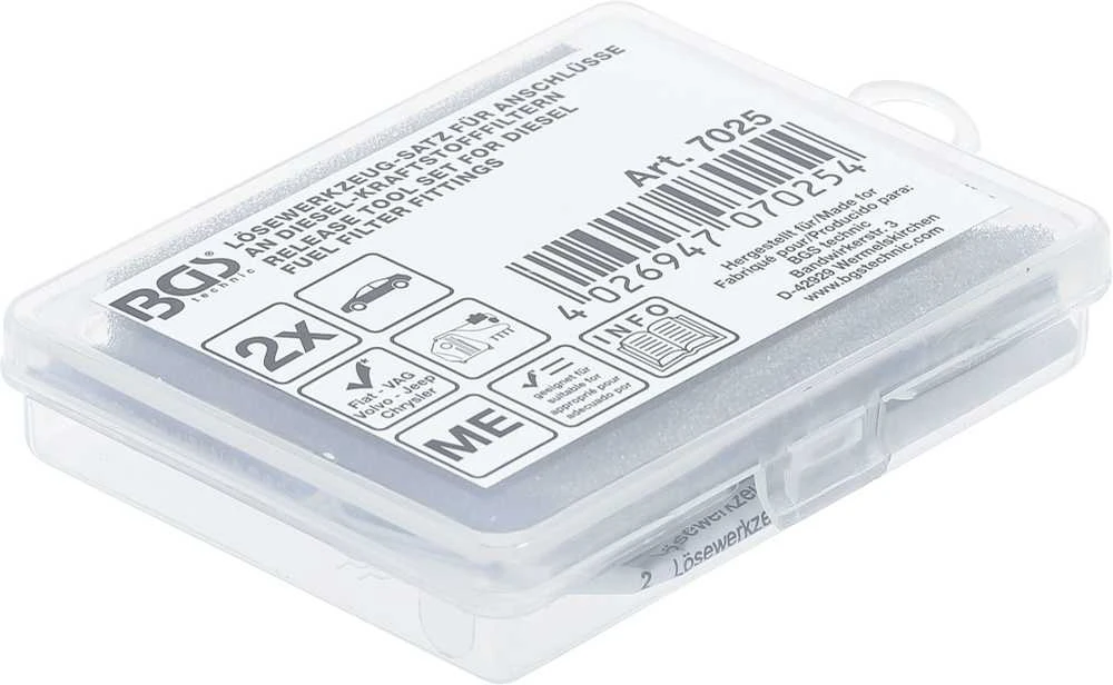 Bgs Technic Atleidimo įrankių rinkinys | dyzelinio kuro filtrų jungiamosioms detalėms | Fiat, VAG, Volvo, Jeep, Chrysler (7025)