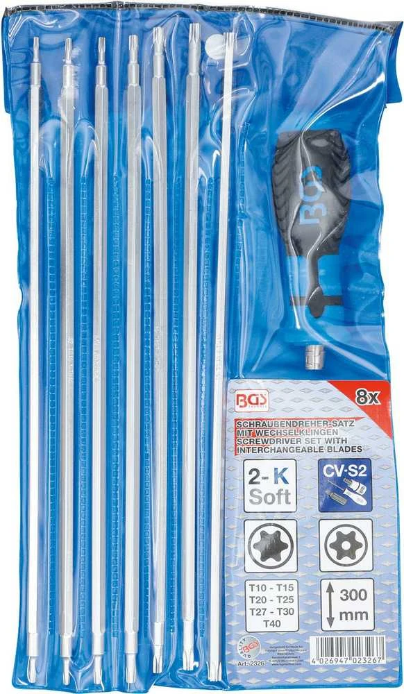 Bgs Technic Atsuktuvų rinkinys su keičiamomis mentėmis – Torx / Torx su skyle – 8 vnt. (2326)