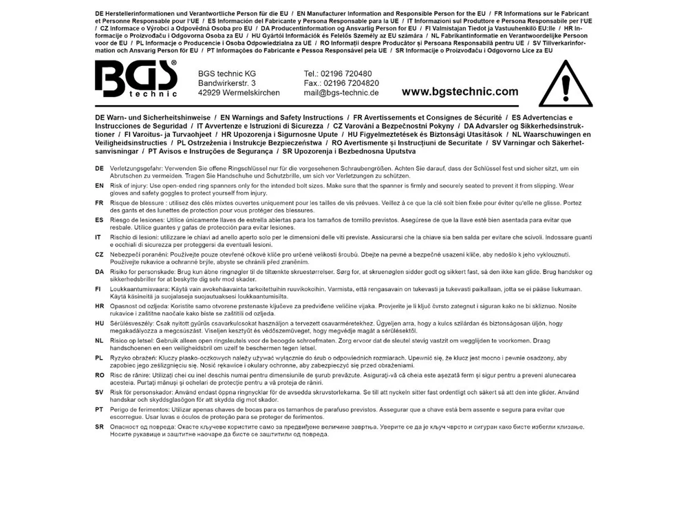Bgs Technic Atviras dvigubas žiedinis raktas | 24 x 27 mm (1761-24x27)