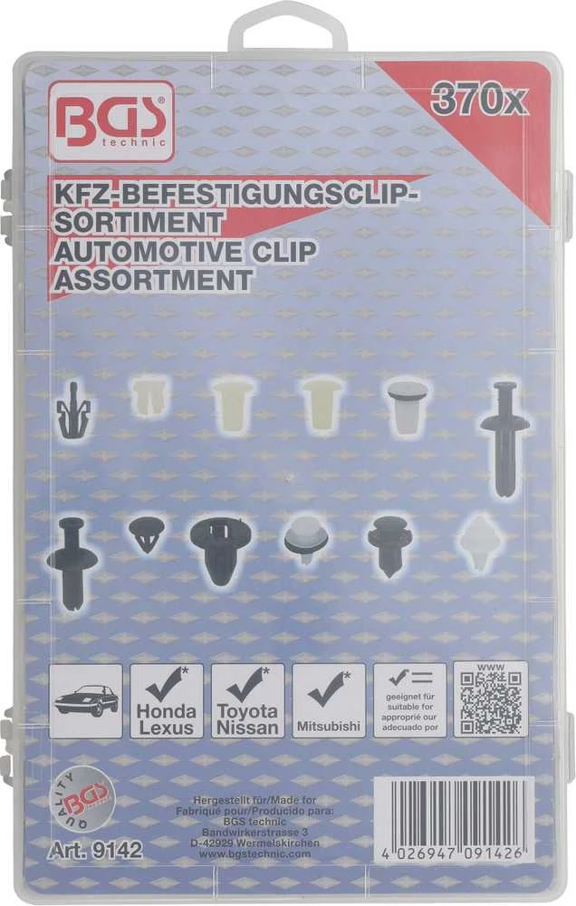 Bgs Technic Automobilinis klipsų asortimentas Mitsubishi | 370 vnt. (9142)