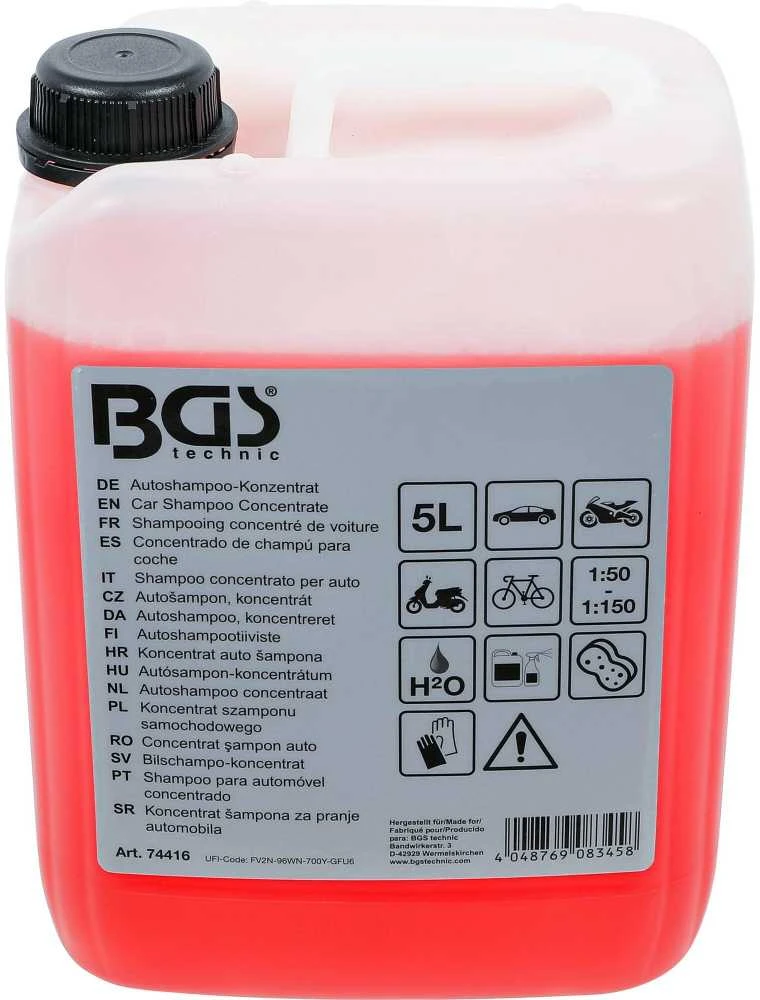 Bgs Technic Automobilių šampūno koncentratas | raudonas | 5 l (74416)