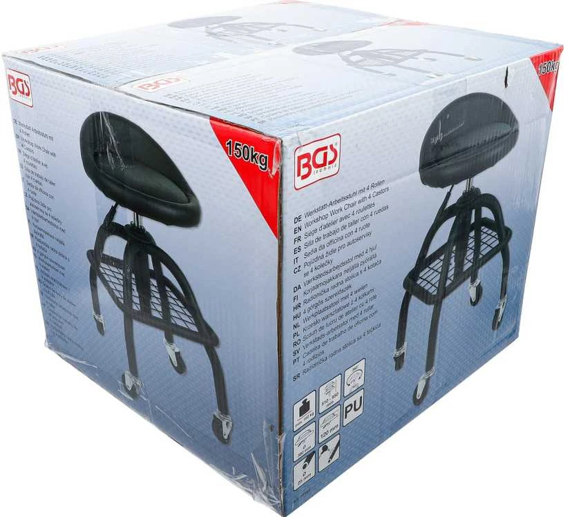 Bgs Technic Autoserviso kėdutė su ratukais | reguliuojamas aukštis | 540–680 mm (70145)