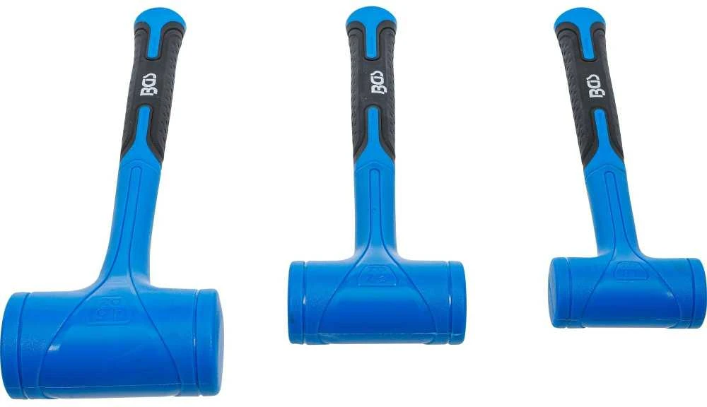 Bgs Technic Beinercinių plaktukų rinkinys | minkšta galvutė | Ø 47 / 55 / 65 mm | 450 / 765 / 1275 g | 3 vnt. (74442B)