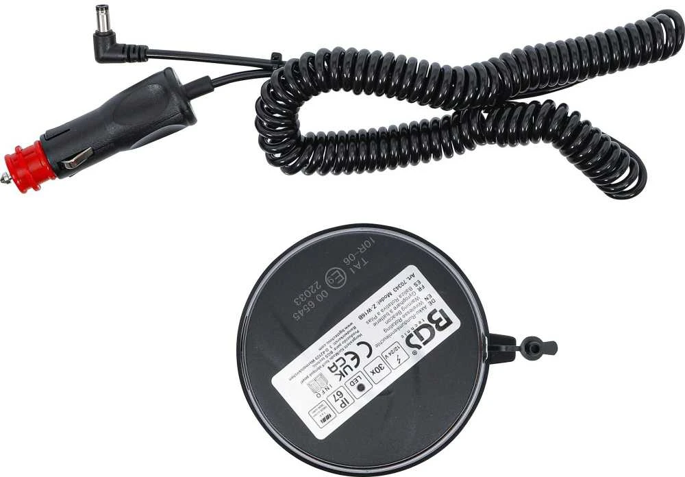 Bgs Technic Belaidis besisukantis įspėjamasis švyturėlis | geltonas | su magnetu | 12 V / 24 V | Ø 130 mm (70343)
