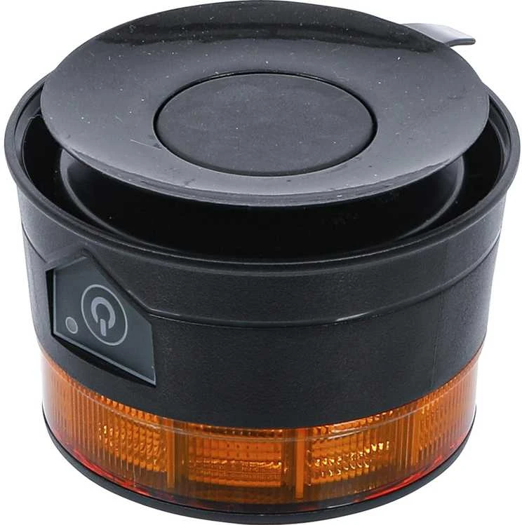 Bgs Technic Belaidis besisukantis įspėjamasis švyturėlis | geltonas | su magnetu | 12 V / 24 V | Ø 130 mm (70343)
