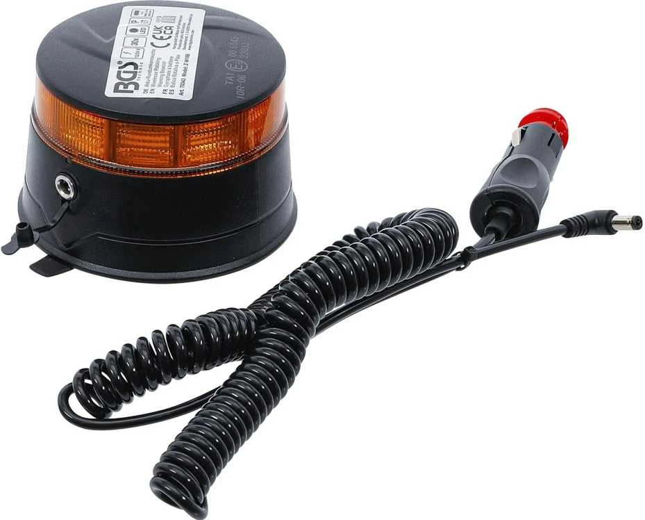 Bgs Technic Belaidis besisukantis įspėjamasis švyturėlis | geltonas | su magnetu | 12 V / 24 V | Ø 130 mm (70343)