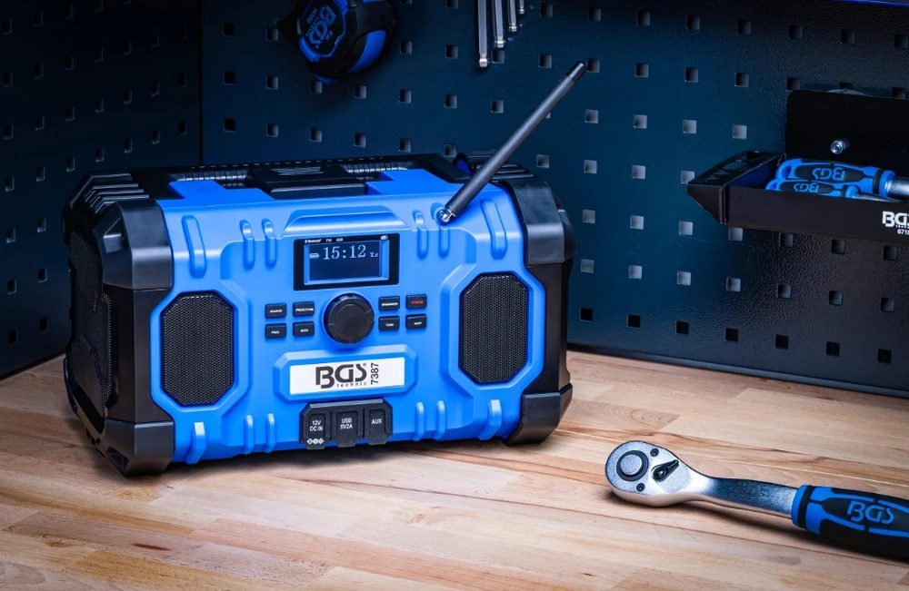 Bgs Technic Hibridinis statybinis DAB+ ir FM radijas | Bluetooth | 18 V / 230 V | be akumuliatoriaus (7387)