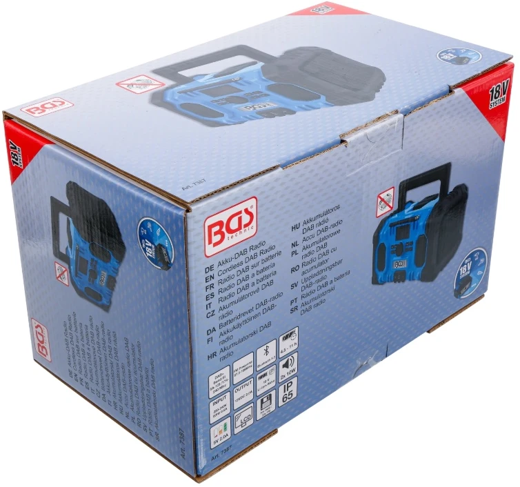 Bgs Technic Hibridinis statybinis DAB+ ir FM radijas | Bluetooth | 18 V / 230 V | be akumuliatoriaus (7387)