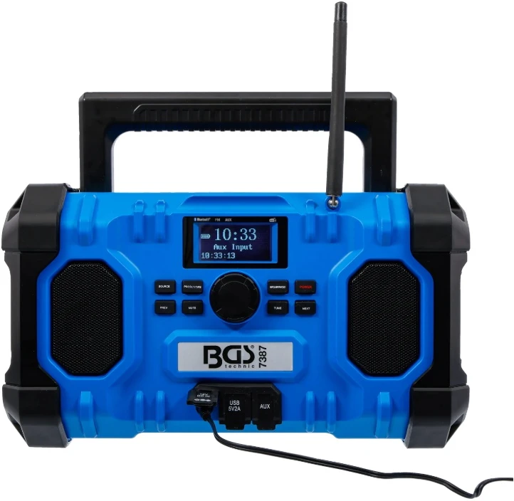 Bgs Technic Hibridinis statybinis DAB+ ir FM radijas | Bluetooth | 18 V / 230 V | be akumuliatoriaus (7387)