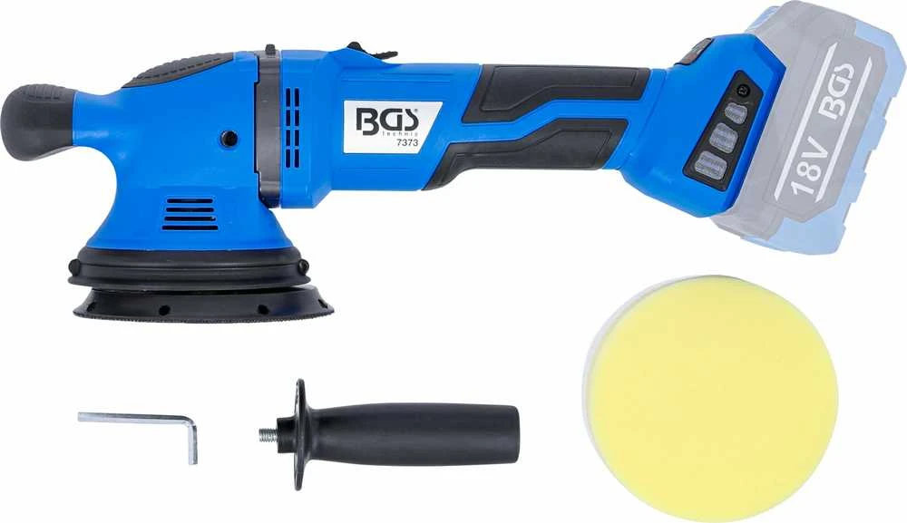 Bgs Technic Belaidis ekscentrinis poliravimo rinkinys | bešepetėlinis | 18 V | su baterija ir greitu įkrovikliu (7394)