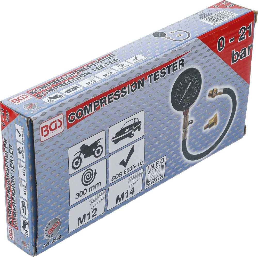 Bgs Technic Benzininis kompresijos matuoklis | M12 + M14 (8236)