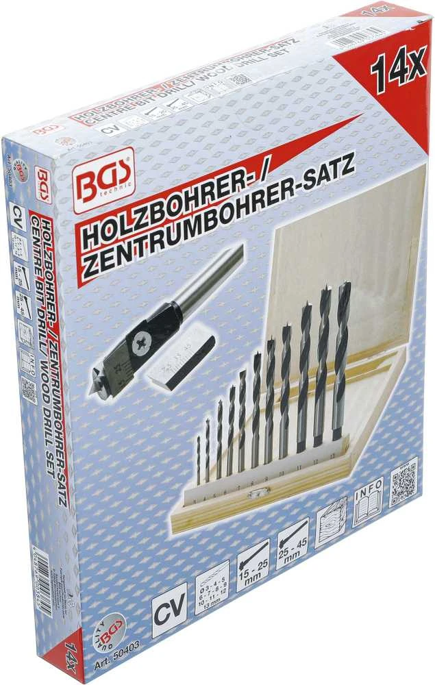 Grąžtas Bgs Technic Centrinių grąžtų / medienos grąžtų rinkinys 14 vnt. (50403)