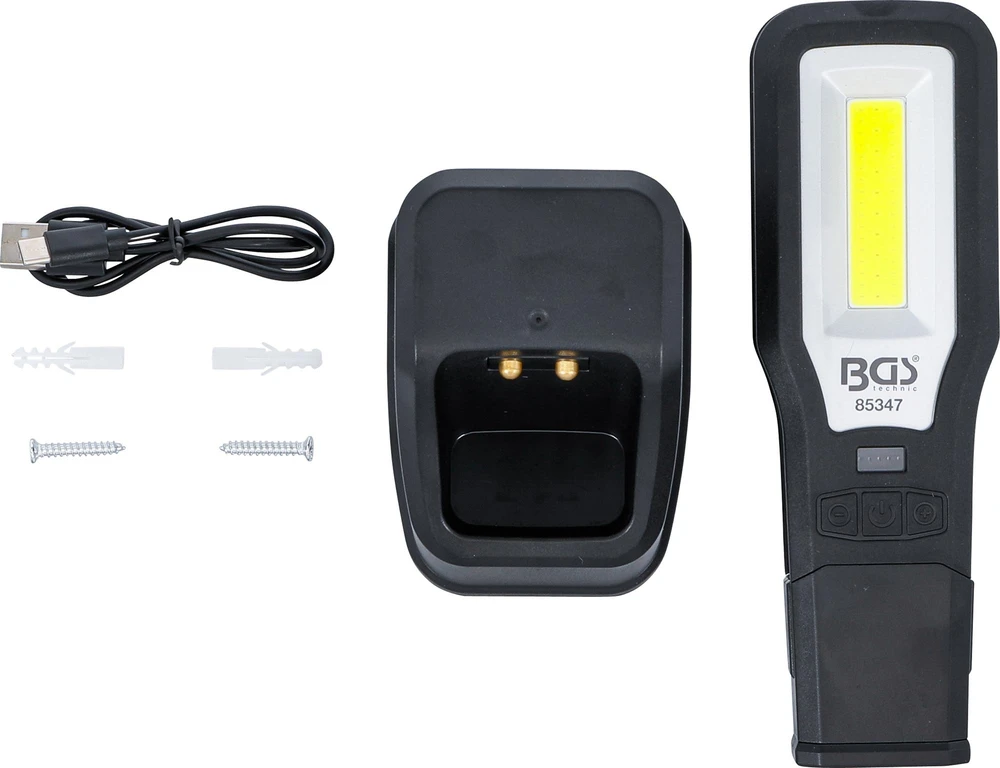 Bgs Technic COB-LED darbo lempa | sulankstoma | su įkrovimo stotele (85347)