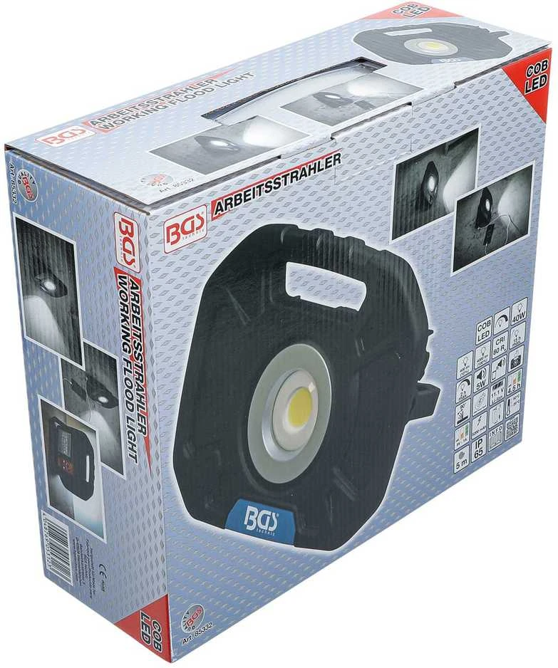 Bgs Technic Darbo lempa | akumuliatorinė / powerbank | COB-LED | 40 W | su vidiniais garsiakalbiais (85332)