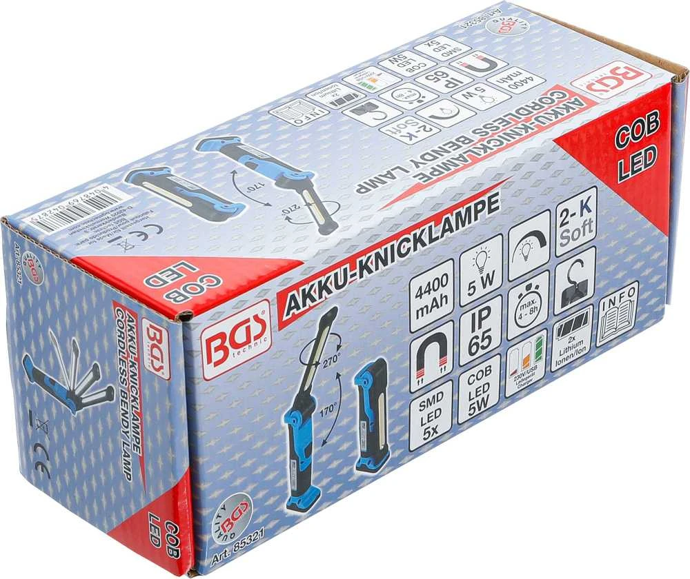 Bgs Technic Darbo lempa akumuliatorinė lanksti | COB-LED | 5W (85321)