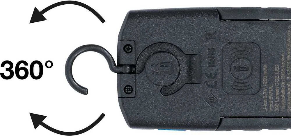Bgs Technic Darbo lempa COB LED | su magnetu ir kabliu | sulankstoma | su belaidžio įkrovimo funkcija (85331)