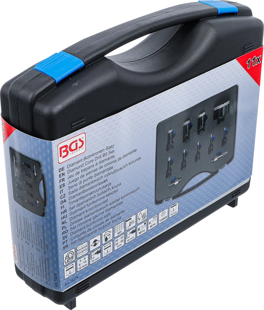 Bgs Technic Deimantinių karūnų grąžtų rinkinys | 5 - 68 mm | 11 vnt. (74276)