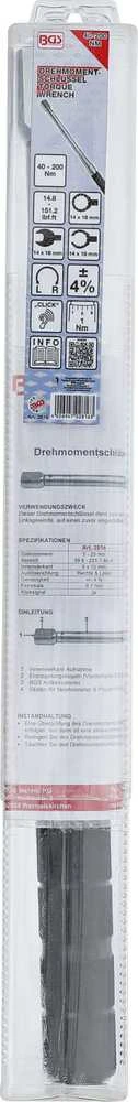 Bgs Technic Profesionalus dinamometras | 14 x 18 mm įstatomiems įrankiams | 40 - 200 Nm (2816)