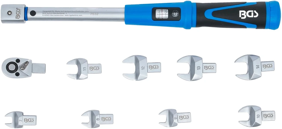 Bgs Technic Dinamometrinio rakto rinkinys įstatomiems įrankiams | 9 x 12 mm | 10–50 Nm | 10 vnt. (7532)